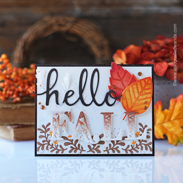 pinkfresh studio, pinkfresh studio stamps and dies, pinkfresh studio blog hop, pinkfresh studio kelly alpha, fall leaf, foliage shaker, sweet leaves, fall card, ink blending, autumn, handmade card, card ideas, wanda guess, a blog called wanda
