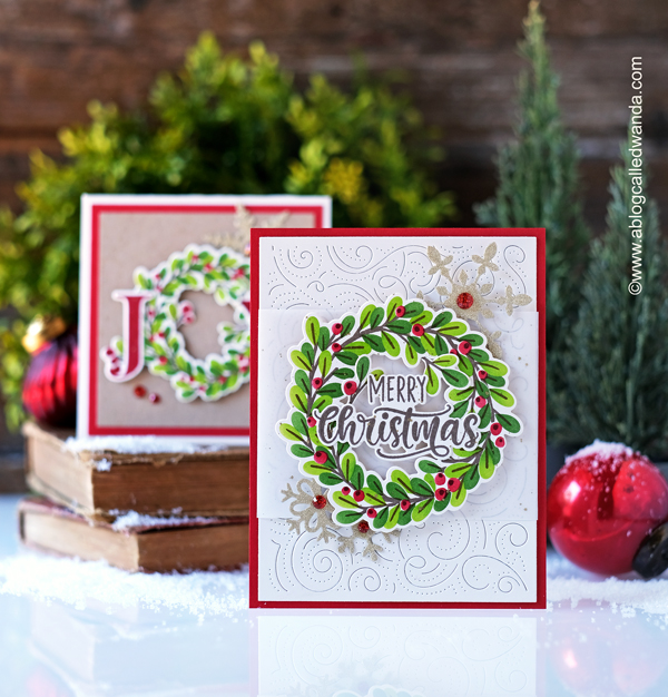 taylored expressions card kit, taylored expressions wreathed in joy, taylored expressions stamps and dies, christmas cards, stencils, blender brushes, handmade cards, handmade christmas, taylored expressions swirls, snowflakes, card ideas, wanda guess, a blog called wanda