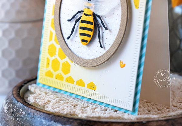 the greetery, the greetery handiwork collection, the greetery stamps and dies, the greetery hoopla, embroidery hoop, the greetery honey bees, the greetery embroidered blooms, the greetery floral sampler, the greetery aida, the greetery cards, handmade cards, card ideas, embossing, stitched scallop notecard, wanda guess, a blog called wanda