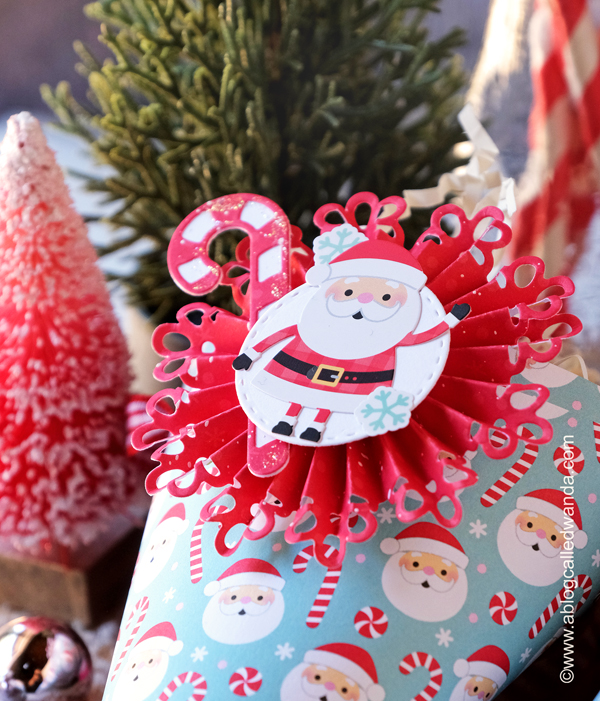 pixi dust designs, pixi dust stamps and dies, pixi dust gingerbread mug, pixi dust rosettes, christmas, winter, candy cones, tussy mussy, gingerbread man, christmas card ideas, doodlebug candy cane lane, doodlebug christmas paper, christmas crafting, card layouts, round card ideas, wanda guess, a blog called wanda
