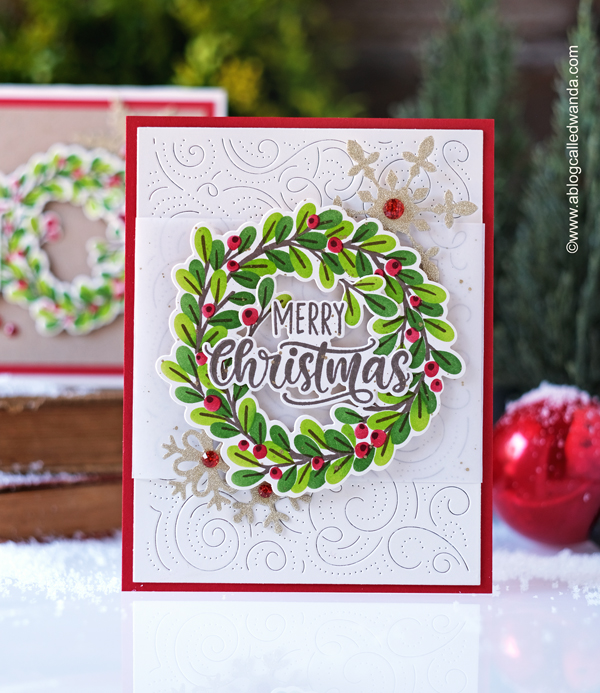 taylored expressions card kit, taylored expressions wreathed in joy, taylored expressions stamps and dies, christmas cards, stencils, blender brushes, handmade cards, handmade christmas, taylored expressions swirls, snowflakes, card ideas, wanda guess, a blog called wanda