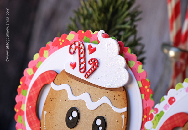 pixi dust designs, pixi dust stamps and dies, pixi dust gingerbread mug, pixi dust rosettes, christmas, winter, candy cones, tussy mussy, gingerbread man, christmas card ideas, doodlebug candy cane lane, doodlebug christmas paper, christmas crafting, card layouts, round card ideas, wanda guess, a blog called wanda