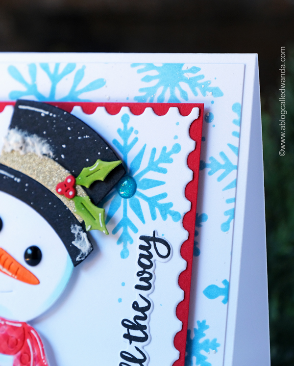 hero arts, hero arts stamps and dies, hero arts blog hop, hero arts winter, holiday, christmas, peeking snowman dies, candy cane dies, christmas cards, card ideas, handmade christmas cards, snowman card, stencils, snowflakes, distress inks, tags dies, wanda guess, a blog called wanda