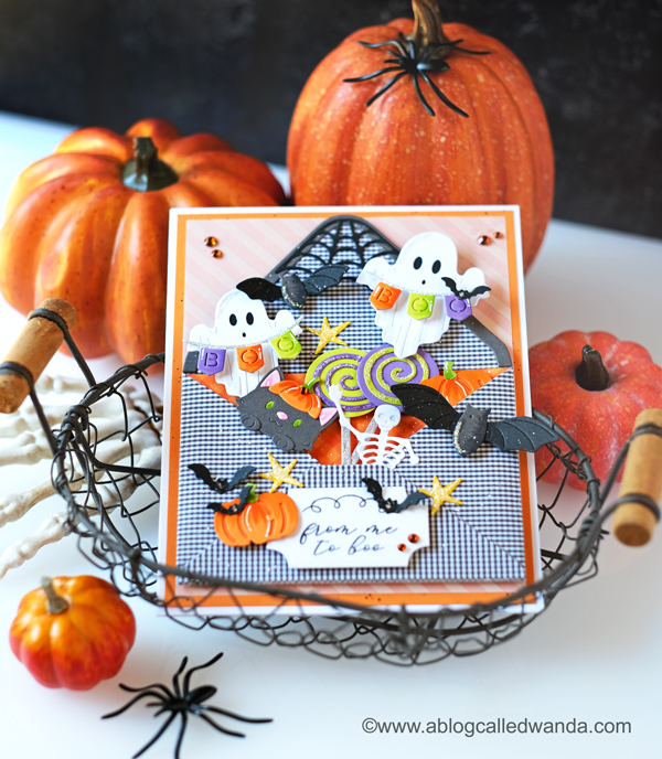 spellbinders stamps and dies, spellbinders envelope of wonder, spellbinders halloween, halloween card, truckin through the seasons, handmade cards, stamped card ideas, halloween party, diy, wanda guess, a blog called wanda