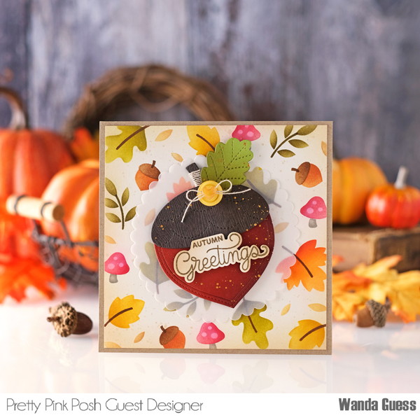 a blog called wanda, acorn shaker, autumn, autumn pumpkins, blog hop, cozy stencil, distress inks, diy, fall cards, fall mug additions, handmade card ideas, mug cards, pretty pink posh, pretty pink posh fall release, pretty pink posh stamps and dies, pumpkin spice latte, pumpkins, stencils, thanksgiving cards, wanda guess