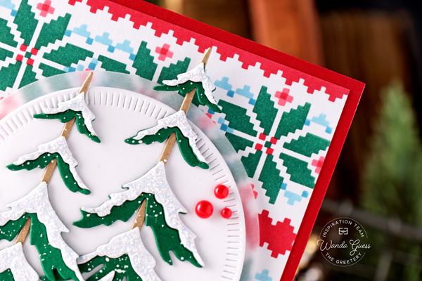 the greetery, the greetery stamps and dies, the greetery fair isle, the greetery stencils, the greetery frosty pines dies, the greetery christmas, winter, holiday, christmas, handmade card, card ideas, make your own christmas cards, wanda guess, a blog called wanda