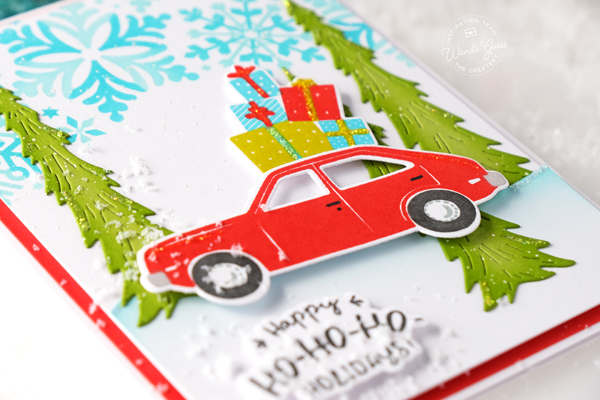 the greetery, the greetery stamps and dies, the greetery recollective holiday collection, the greetery christmas, stencils, the greetery holiday, the greetery cheer mobile, the greetery holiday hatchback, handmade christmas, christmas cards, crafts, wanda guess, a blog called wanda