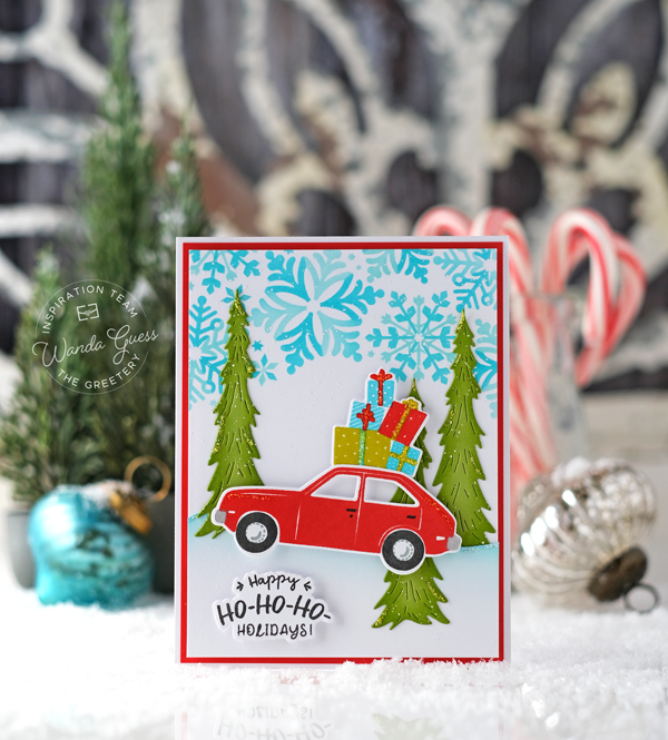 the greetery, the greetery stamps and dies, the greetery recollective holiday collection, the greetery christmas, stencils, the greetery holiday, the greetery cheer mobile, the greetery holiday hatchback, handmade christmas, christmas cards, crafts, wanda guess, a blog called wanda
