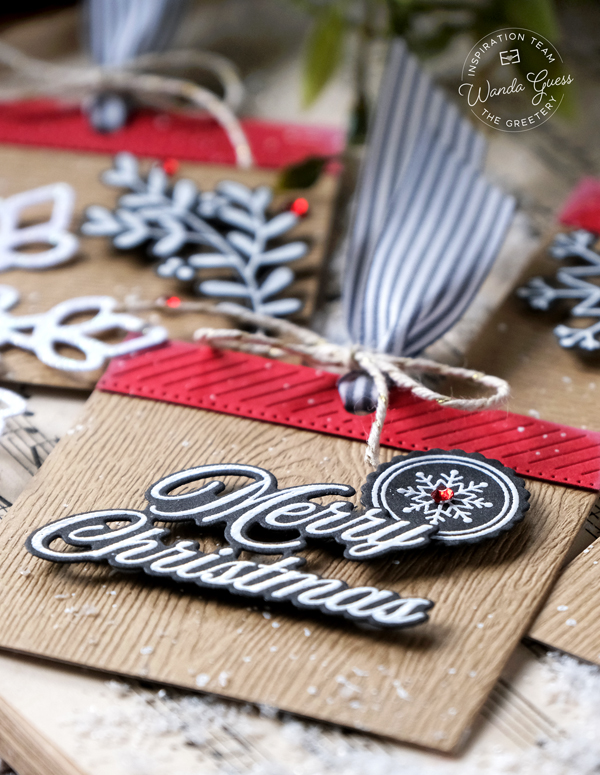 the greetery, the greetery stamps and dies, the greetery new release, christmas, winter, stencils, tags, cards, diy, make your own christmas cards and tags, the greetery tags, the greetery four square, the greetery tear strips, the greetery snowflakes, the greetery magnolia wreath, the greetery bow, the greetery stars, bold numbers, wanda guess, a blog called wanda