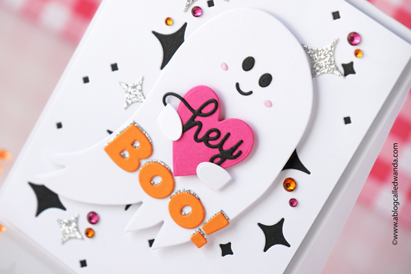 halloween card, halloween stamps and dies, halloween diy, make your own halloween card, swig halloween tumbler, hey boo, stamp market halloween, stamp market ghost, stamp market cat shaker, wanda guess, a blog called wanda
