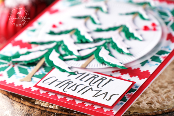 the greetery, the greetery stamps and dies, the greetery fair isle, the greetery stencils, the greetery frosty pines dies, the greetery christmas, winter, holiday, christmas, handmade card, card ideas, make your own christmas cards, wanda guess, a blog called wanda