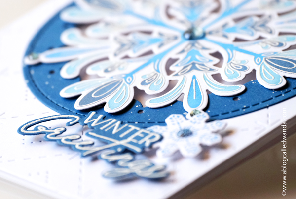pinkfresh studio, pinkfresh studio blog hop, pinkfresh studio folk snowflake, pinkfresh studio sparking diamonds, winter, holiday, christmas, card ideas, snowflake card, snowflake stencils, blue christmas card, holidays, crafting, wanda guess, a blog called wanda