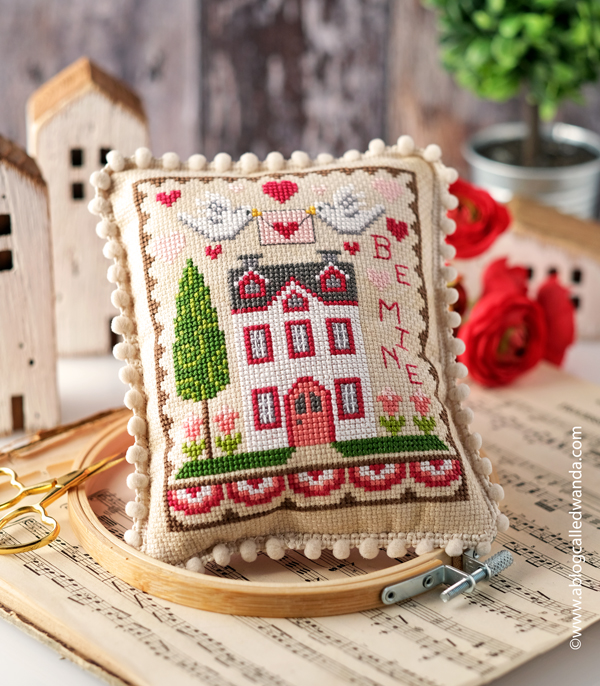 cross stitch, valentine's day, valentine cross stitch, waxing moon designs, waxing moon valentine house trio, 14 aida, valentine crafts, cross stitch pillow, dmc floss, diy, crafting, make your own valentine projects, wanda guess, a blog called wanda cross stitch, valentine's day, valentine cross stitch, waxing moon designs, waxing moon valentine house trio, 14 aida, valentine crafts, cross stitch pillow, dmc floss, diy, crafting, make your own valentine projects, wanda guess, a blog called wanda