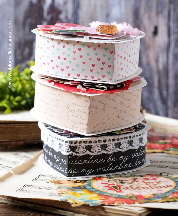 valentine's day, valentine crafts, concord and 9th happy heart box, die cuts, vintage, vintage valentine, handmade valentines, valentine craft ideas, heart boxes, handmade, crafts, vintage style crafts, anna griffin flowers, anna griffin stickers, party favors, wedding, shower, wanda guess, a blog called wanda