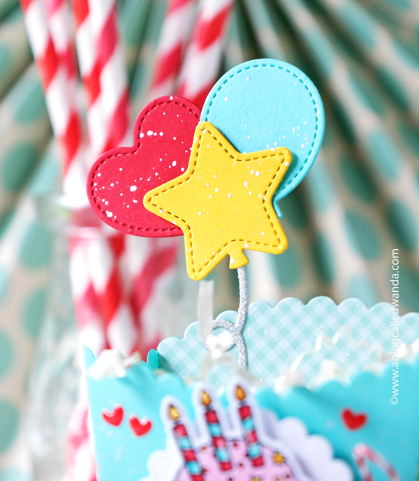 pretty pink posh, pretty pink posh stamps and dies, blog hop, birthday cards, birthday card ideas, copic markers, treat boxes, party ideas, favors, handmade, scrapbooking, birthday party, pretty pink posh party balloons dies, pretty pink posh big birthday cupcake, pretty pink posh pierced stars, pretty pink posh birthday ideas, stamping, wanda guess, a blog called wanda