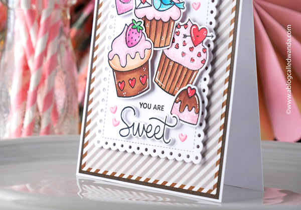 Pretty Pink Posh stamps and dies, Pretty Pink Posh Valentines Day, diy valentines, handmade valentine cards, copic markers, die cuts, cards with cupcakes, lawn fawn paper, doodlebug paper, pretty pink posh big valentine cupcake, pretty pink posh stitched hearts, pretty pink posh valentine cupcakes, sweet chocolates, fun valentine ideas, diy, crafts, wanda guess, a blog called wanda