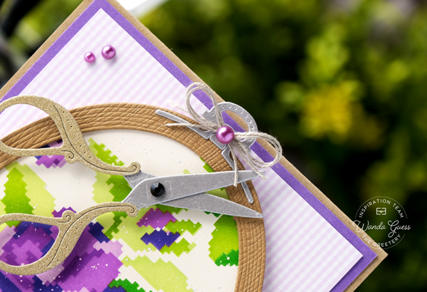 the greetery, the greetery rose tapestry stencil, the greetery hoops, cross stitch, the greetery notionable dies, the greetery sign off sentiments, stencils, gingham, friendship card, handmade card ideas, floral card, stamps and dies, wanda guess, a blog called wanda