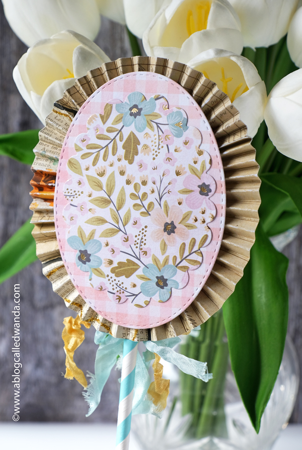 a blog called wanda, anna griffin, anna griffin easter, easter, easter crafts, easter table, handmade, home decor, paper medallion, paper rosette, rosette, vintage easter, wanda guess
