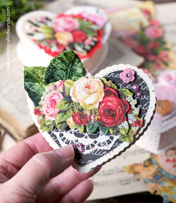 valentine's day, valentine crafts, concord and 9th happy heart box, die cuts, vintage, vintage valentine, handmade valentines, valentine craft ideas, heart boxes, handmade, crafts, vintage style crafts, anna griffin flowers, anna griffin stickers, party favors, wedding, shower, wanda guess, a blog called wanda
