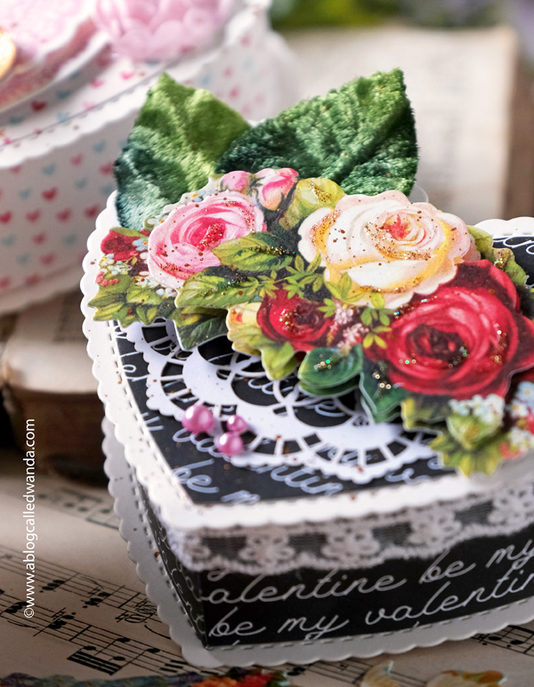 valentine's day, valentine crafts, concord and 9th happy heart box, die cuts, vintage, vintage valentine, handmade valentines, valentine craft ideas, heart boxes, handmade, crafts, vintage style crafts, anna griffin flowers, anna griffin stickers, party favors, wedding, shower, wanda guess, a blog called wanda