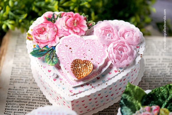 valentine's day, valentine crafts, concord and 9th happy heart box, die cuts, vintage, vintage valentine, handmade valentines, valentine craft ideas, heart boxes, handmade, crafts, vintage style crafts, anna griffin flowers, anna griffin stickers, party favors, wedding, shower, wanda guess, a blog called wanda