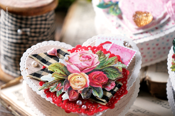 valentine's day, valentine crafts, concord and 9th happy heart box, die cuts, vintage, vintage valentine, handmade valentines, valentine craft ideas, heart boxes, handmade, crafts, vintage style crafts, anna griffin flowers, anna griffin stickers, party favors, wedding, shower, wanda guess, a blog called wanda