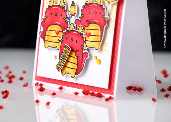 chinese new year card ideas, lunar new year card, year of the dragon card, mama elephant stamps and dies, mama elephant zodiac, copic markers, ink blending, distress ink, blender brushes, lunar new year party ideas, celebration, wanda guess, a blog called wanda