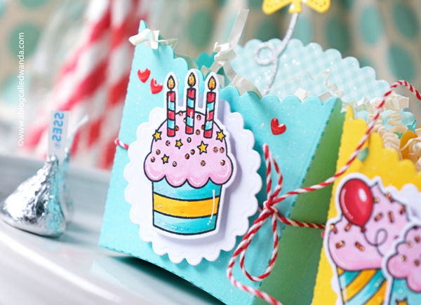 pretty pink posh, pretty pink posh stamps and dies, blog hop, birthday cards, birthday card ideas, copic markers, treat boxes, party ideas, favors, handmade, scrapbooking, birthday party, pretty pink posh party balloons dies, pretty pink posh big birthday cupcake, pretty pink posh pierced stars, pretty pink posh birthday ideas, stamping, wanda guess, a blog called wanda