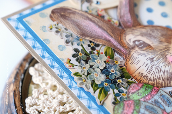 easter, easter card, easter rabbit, tim holtz stamps, tim holtz mr. rabbit, stamp set, vintage crafting, diy, handmade, rubber stamps, easter crafts, tim holtz card ideas, vintage cards, stampers anonymous, tim holtz crazy talk stamp set, tim holtz rock candy glitter, tim holtz mini blueprints, sizzix, sizzix vintage labels, tim holtz botanical ephemera, tim holtz crinkle ribbon, distress inks, wanda guess, a blog called wanda