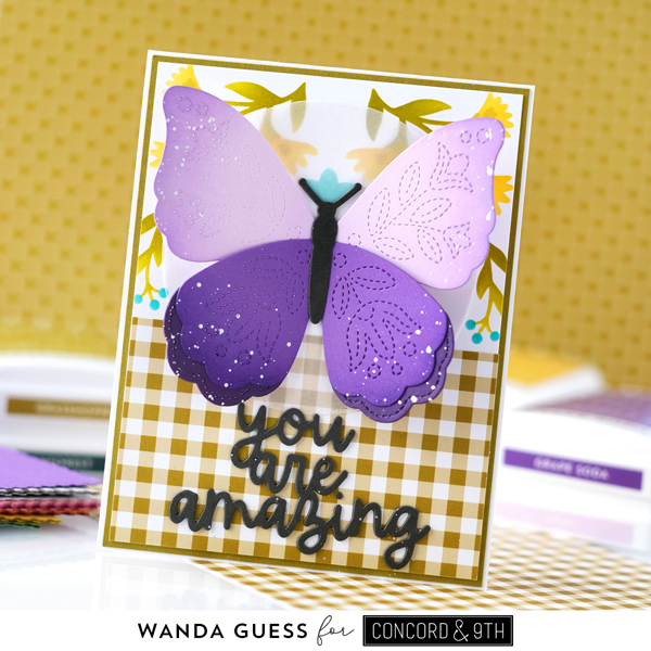 concord and 9th, concord & 9th, new colors, 2024 colors, concord and 9th primrose garden, gingham, concord and 9th everyday expressions, concord and 9th contempo turnabout, turnabout stamps, flowers, handmade card ideas, butterfly dies, whimsical wings concord and 9th, stencils, birthday cards, diy, crafts, wanda guess, a blog called wanda