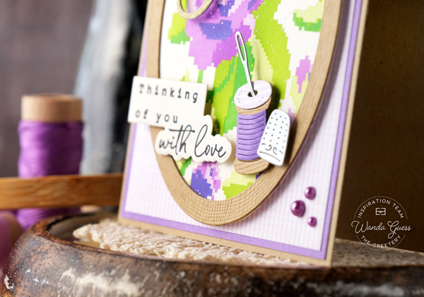 the greetery, the greetery rose tapestry stencil, the greetery hoops, cross stitch, the greetery notionable dies, the greetery sign off sentiments, stencils, gingham, friendship card, handmade card ideas, floral card, stamps and dies, wanda guess, a blog called wanda