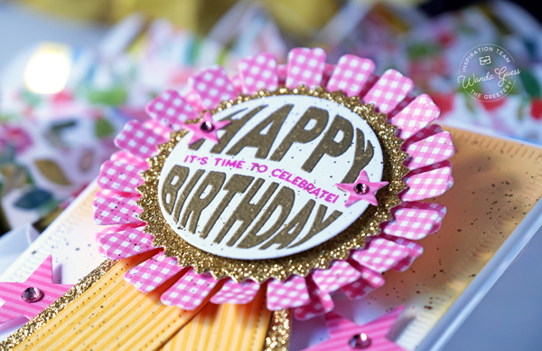 the greetery, the greetery stamps and dies, the greetery new release, confetti encore collection, the greetery award winning dies, the greetery inflated sentiments, the greetery honeycombs, the greetery balloons, the greetery party hat, the greetery what's the scoop, honeycomb balls, gingham, party, birthday, crafts, invitations, wanda guess, a blog called wanda