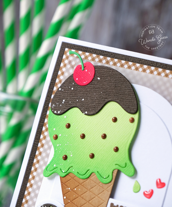 the greetery, the greetery stamps and dies, the greetery new release, confetti encore collection, the greetery award winning dies, the greetery inflated sentiments, the greetery honeycombs, the greetery balloons, the greetery party hat, the greetery what's the scoop, honeycomb balls, gingham, party, birthday, crafts, invitations, wanda guess, a blog called wanda