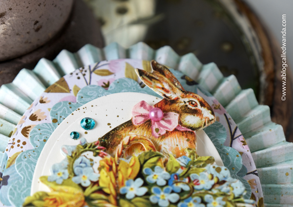 a blog called wanda, anna griffin, anna griffin easter, easter, easter crafts, easter table, handmade, home decor, paper medallion, paper rosette, rosette, vintage easter, wanda guess