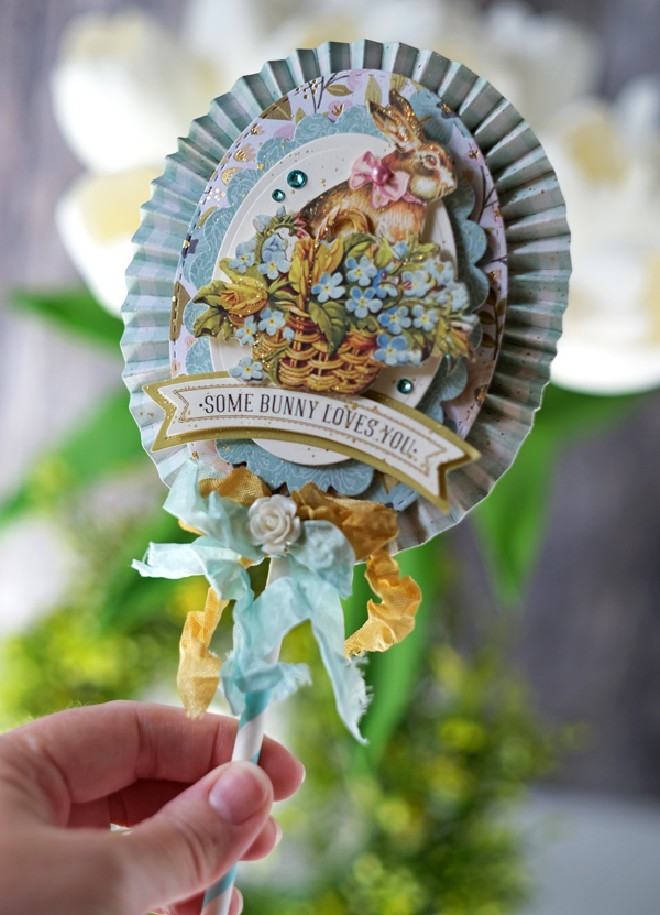 a blog called wanda, anna griffin, anna griffin easter, easter, easter crafts, easter table, handmade, home decor, paper medallion, paper rosette, rosette, vintage easter, wanda guess