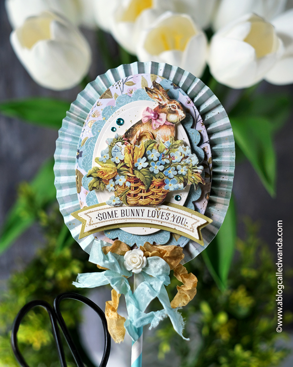 a blog called wanda, anna griffin, anna griffin easter, easter, easter crafts, easter table, handmade, home decor, paper medallion, paper rosette, rosette, vintage easter, wanda guess