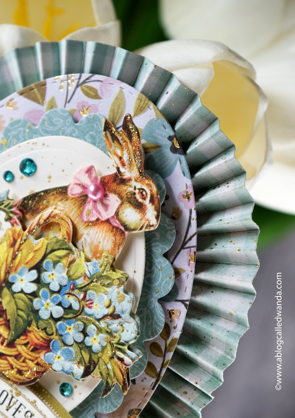 a blog called wanda, anna griffin, anna griffin easter, easter, easter crafts, easter table, handmade, home decor, paper medallion, paper rosette, rosette, vintage easter, wanda guess