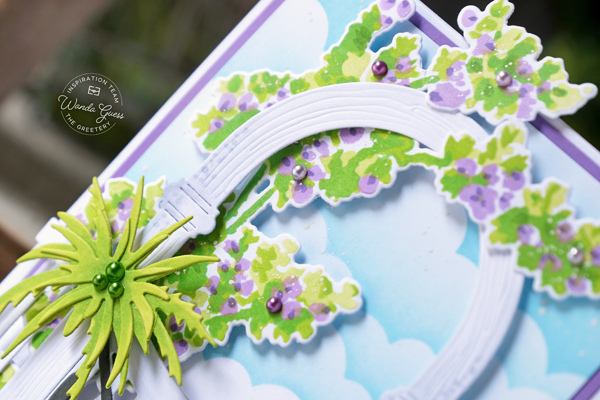 the greetery, the greetery stamps and dies, the greetery garden party, the greetery new release, the greetery lemon, the greetery sippin summer, the greetery wisteria, the greetery gateway, flowers, handmade cards, card ideas, summer, stencils, crafting, wanda guess, a blog called wanda, greetery design team