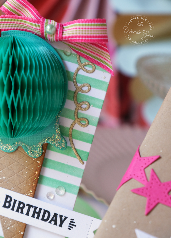 the greetery, the greetery stamps and dies, the greetery honeycomb, birthday card ideas, birthday gift ideas, tags, handmade, tag team duo the greetery, make your own birthday, party ideas, handmade gifts, kraft wrapping, honeycomb balls, stencils, wanda guess, a blog called wanda