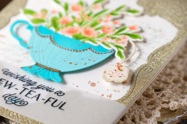 the greetery, the greetery new release, the greetery stamps and dies, the greetery garden party, the greetery sips tea, the greetery pours tea, fine china, teapot, teacup, handmade cards, card ideas, tea party crafts, invitations, wanda guess, a blog called wanda