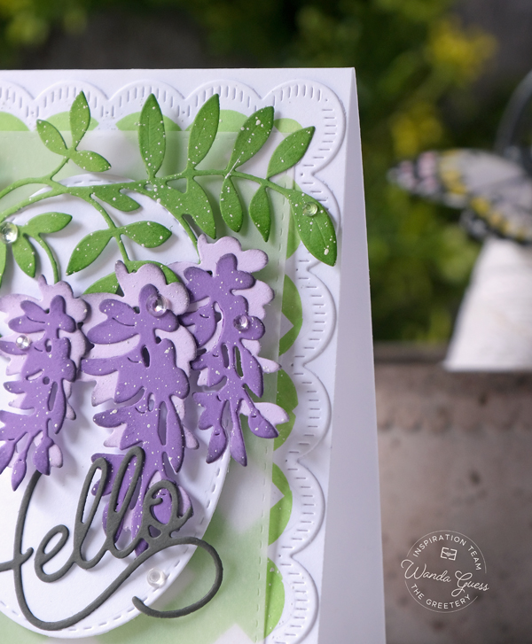 the greetery, the greetery stamps and dies, the greetery garden party, the greetery new release, the greetery lemon, the greetery sippin summer, the greetery wisteria, the greetery gateway, flowers, handmade cards, card ideas, summer, stencils, crafting, wanda guess, a blog called wanda, greetery design team