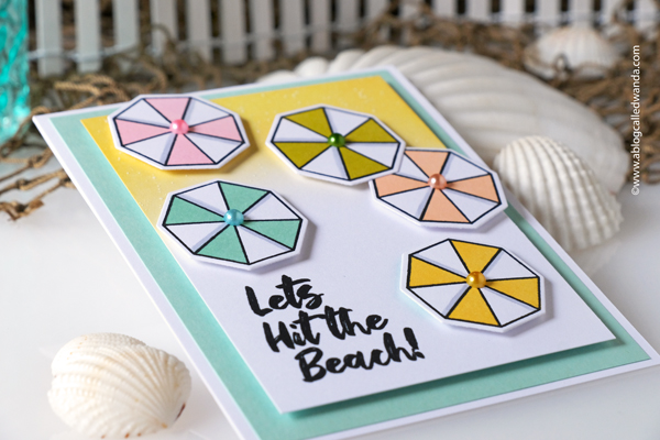 catherine pooler, catherine pooler and sizzix, resort bundle, summer cards, swimming cards, beach umbrellas, handmade cards, synchronized swimmers, vacay mode, die cuts, stencils, stamps and dies, sizzix stamps and dies, make summer cards, invitations, retro, wanda guess, a blog called wanda