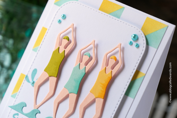 catherine pooler, catherine pooler and sizzix, resort bundle, summer cards, swimming cards, beach umbrellas, handmade cards, synchronized swimmers, vacay mode, die cuts, stencils, stamps and dies, sizzix stamps and dies, make summer cards, invitations, retro, wanda guess, a blog called wanda