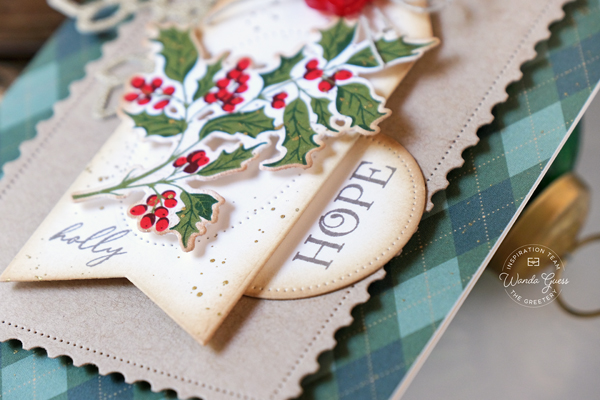 the greetery, the greetery stamps and dies, the greetery vintage, christmas, holiday, speed tagging, holly, argyle, handmade christmas cards, stamps and dies, wanda guess, a blog called wanda