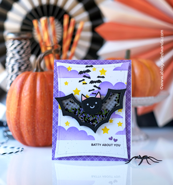 pretty pink posh, pretty pink posh halloween, stamps and dies, cards, card ideas, halloween cards ideas, bat shaker, candy bucket, bright, ink blending, wanda guess, a blog called wanda, pop up card, stitched ghosts