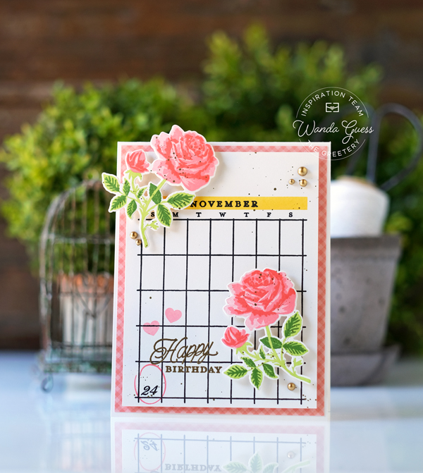 the greetery, the greetery stamps and dies, the greetery these are the days, the greetery calendar, calendar diy, make your own calendar, planning, stamps, flowers, wanda guess, a blog called wanda