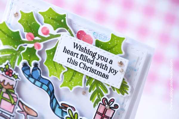 pinkfresh studio, pinkfresh studio holiday, pinkfresh studio holiday bicycle, snowflakes, christmas card, stencils, wanda guess, a blog called wanda