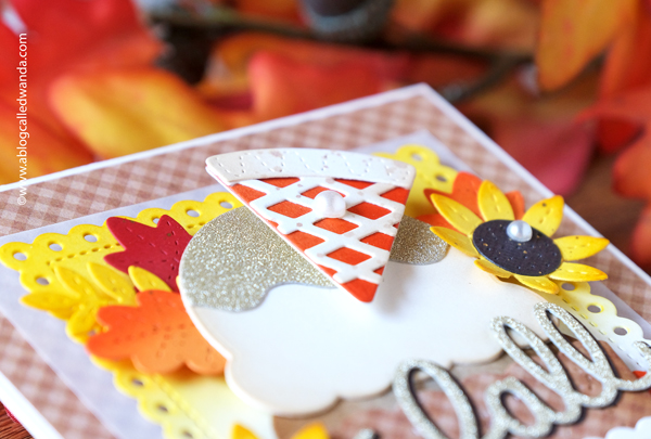 Pretty pink posh, pretty pink posh stamps and dies, pretty pink posh cupcake dies, pretty pink posh autumn, fall, handmade card, gingham, thanksgiving, card ideas, die cuts, fall card ideas, sentiment strips dies, wanda guess, a blog called wanda