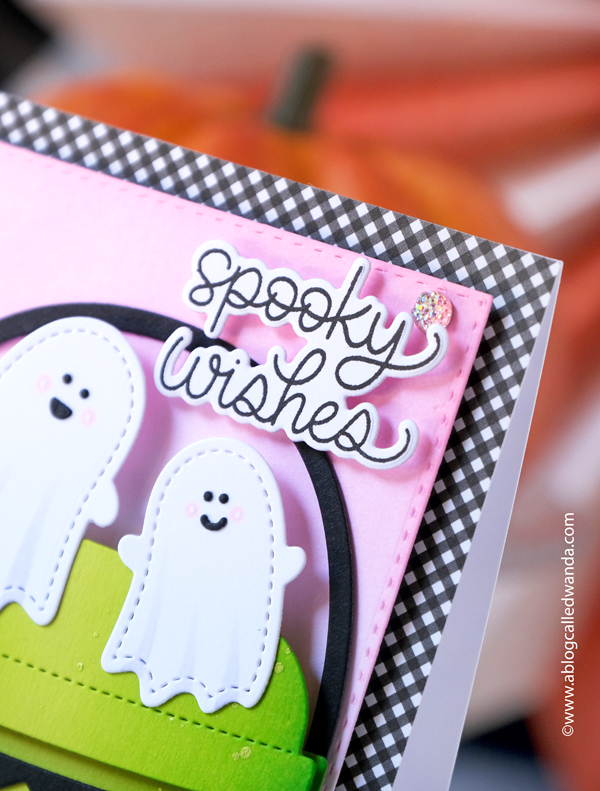 pretty pink posh, pretty pink posh halloween, stamps and dies, cards, card ideas, halloween cards ideas, bat shaker, candy bucket, bright, ink blending, wanda guess, a blog called wanda, pop up card, stitched ghosts