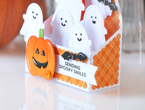 pretty pink posh, pretty pink posh halloween, stamps and dies, cards, card ideas, halloween cards ideas, bat shaker, candy bucket, bright, ink blending, wanda guess, a blog called wanda, pop up card, stitched ghosts